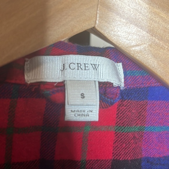 J Crew 100% Cotton Red Blue Flannel Sleep Shirt Size S - Picture 2 of 5